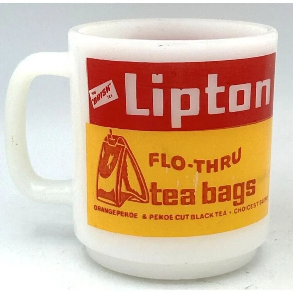Vtg Cup Mug With Brisk LIPTON FLO-THRU TEA BAGS 3.5